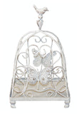 Decorative Metal Cage / Planter Decor / Candle Holder with Butterfly and Bird Accent