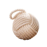 6-inch Dia. Cream Monkey Fist Rope Knot Door Stopper | Nautical Knot Door Stop | Decorative Tablecloth Weight | Weighted Window Wedge | Coastal Theme Rope Ball Bookend | Sailor's Knot Doorstop - Ivory
