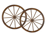 36 in Steel-rimmed Wooden Wagon Wheels - Decorative Wall Decor, Set of Two