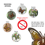Metal Butterfly Wall Decor - Colored Metal Butterflies, Set of Three Wall Art