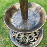 Solar Lighted Bird Bath for Yard and Garden with Planter Bowl - Antique Brushed Bronze
