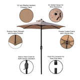 Patio Umbrella Outdoor Table Umbrella with 6 Sturdy Ribs and Crank 6.5 ft, Taupe Umbrella