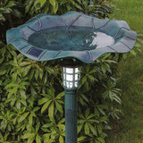 Solar Lighted Bird Bath for Yard and Garden with Planter Bowl - Verdigris Green