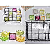 Color Cubes, Contemporary Metal and Glass Tealight Candle Holder, Set of 7