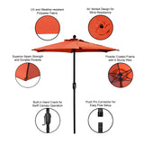 Patio Umbrella Outdoor Table Umbrella with 6 Sturdy Ribs and Crank 6.5 ft, Orange Umbrella