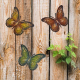 Metal Butterfly Wall Decor - Colored Metal Butterflies, Set of Three Wall Art
