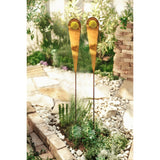 2PK Rustic Metal Garden Picks, Planter Stakes w/ Yellow Glass Accent