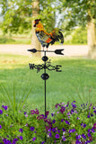 48 in. Crowing Metal Rooster Weathervane | Wind Wheel Garden Stake With Rooster Ornament | Chicken Garden Weather Vane