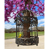 13 in. Tall Rustic Metal Squirrel Proof Caged Bird Feeder