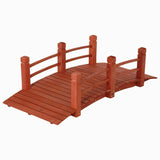 5 ft (59 in) Wooden Garden Bridge / Garden Stream Yard Walkway w/ Double Rails