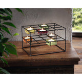 Color Cubes, Contemporary Metal and Glass Tealight Candle Holder, Set of 7