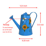 Decorative Sunflower & Bee Metal Watering Can (Vol: 10 Cups) | Large Blue Watering Can | Garden Décor Housewarming Gift for Mother Women Friends Gardeners Plants Lovers