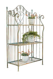 41 in. Folding Metal Shelf / Baker's Rack w/ Scrolling Heart & Peacock Tail Motif