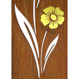 2PK Rustic Oval Top Metal Garden Picks with Red and Yellow Glass Flower Cutting