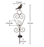 4PK Bird Solar Gazing Ball Garden Stake Lights with Scoll Accent