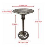 Solar Lighted Bird Bath for Yard and Garden - Antique Brushed Bronze