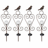 4PK Bird Solar Gazing Ball Garden Stake Lights with Scoll Accent