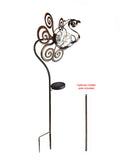 44 in. Tall 3D Metal Peacock Wind Spinner Garden Stake with Solar Crackle Glass Ball