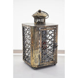 Bronze Metal Hanging Candle Lantern with Heart Pattern