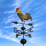 48 in. Crowing Metal Rooster Weathervane | Wind Wheel Garden Stake With Rooster Ornament | Chicken Garden Weather Vane