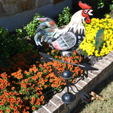 48 in. Crowing Metal Rooster Weathervane | Wind Wheel Garden Stake With Rooster Ornament | Chicken Garden Weather Vane