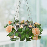 12" Dia. Metal Advent Wreath Candelabra | Round Wire Basket Candle Holder Centerpiece with 4 Tealight Holders, Black