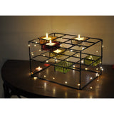 Color Cubes, Contemporary Metal and Glass Tealight Candle Holder, Set of 7