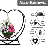 2pc Metal Heart Shaped Firewood Log Rack Combo Set | Log Wood Shelves for Outdoor Indoor Décor (21.5"+34.5")