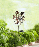 44 in. Tall 3D Metal Peacock Wind Spinner Garden Stake with Solar Crackle Glass Ball