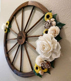 24 in Steel-rimmed Wooden Wagon Wheels - Decorative Wall Decor, Set of Two