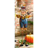 Free Standing Decorative Autumn Scarecrow Boy with Bird Yard Art