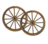 24 in Steel-rimmed Wooden Wagon Wheels - Decorative Wall Decor, Set of Two