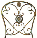 Folding Metal Bistro Chair w/ Scrolling Heart & Peacock Tail Motif, Set of Two