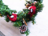 8.8 Foot Christmas Garland with Decorative Berries,Bows,Twigs,Pine Cones,Textile Boots/Hats