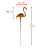 Rustic Flamingo Metal Garden Pick with Red Glass Feather Accent