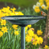 28 Inch Lightweight Verdigris Green Poly Resin Outdoor Birdbath for Outside with Decoration Pedestal Base Stand - Pedestal Bird Bath for Outdoors Yard and Garden