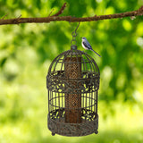 13 in. Tall Rustic Metal Squirrel Proof Caged Bird Feeder