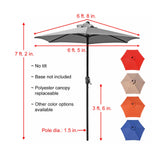Patio Umbrella Outdoor Table Umbrella with 6 Sturdy Ribs and Crank 6.5 ft, Orange Umbrella