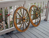 24 in Steel-rimmed Wooden Wagon Wheels - Decorative Wall Decor, Set of Two