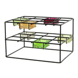 Color Cubes, Contemporary Metal and Glass Tealight Candle Holder, Set of 7