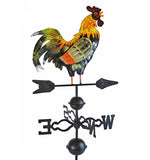 48 in. Crowing Metal Rooster Weathervane | Wind Wheel Garden Stake With Rooster Ornament | Chicken Garden Weather Vane