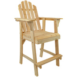 Balcony Tall / Counter High Adirondack Chair with Footrest - Natural Wood