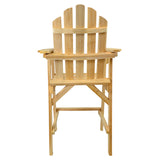 Balcony Tall / Counter High Adirondack Chair with Footrest - Natural Wood