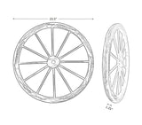 24 in Steel-rimmed Wooden Wagon Wheels - Decorative Wall Decor, Set of Two