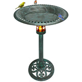 Solar Lighted Bird Bath for Yard and Garden - Verdigris Green