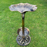 Solar Lighted Bird Bath for Yard and Garden with Planter Bowl - Antique Brushed Bronze