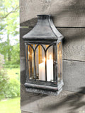 2PK Wall Mount Mirror Candle Lantern, Clear Glass
