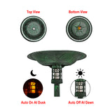 Solar Lighted Bird Bath for Yard and Garden - Verdigris Green