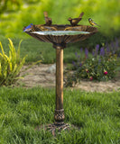 Sitting Pair of Birds Birdbath - Lightweight Birdbath for Yard or Garden