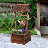 Wishing Well Water Fountains for Outside Patio Yard Decorative Wood Patio Outdoor Fountain with Adjustable Flow Submersible Electric Pump